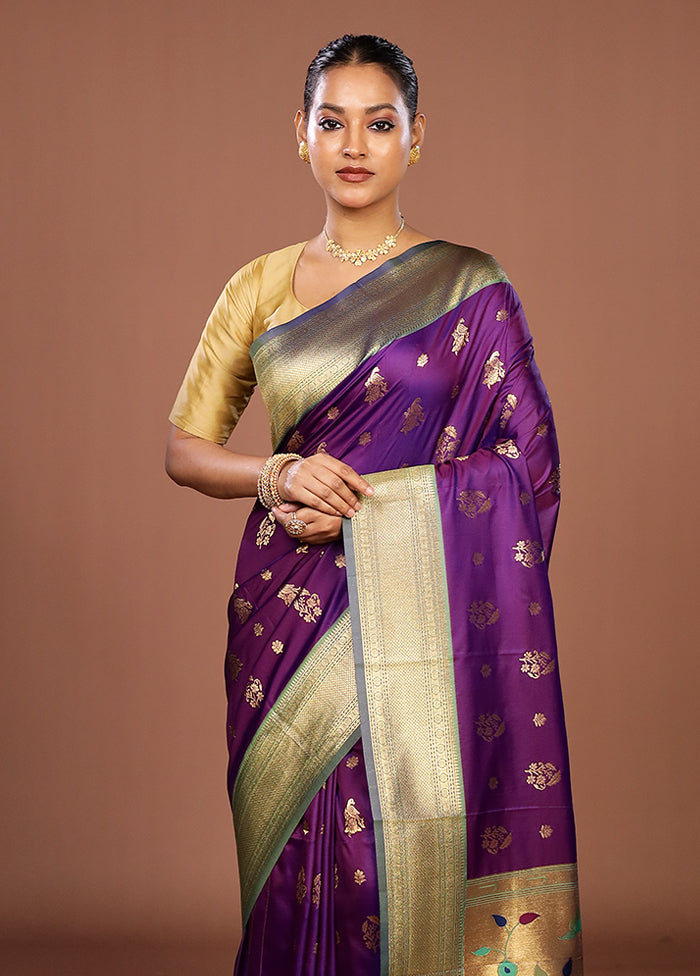 Purple Dupion Silk Saree With Blouse Piece