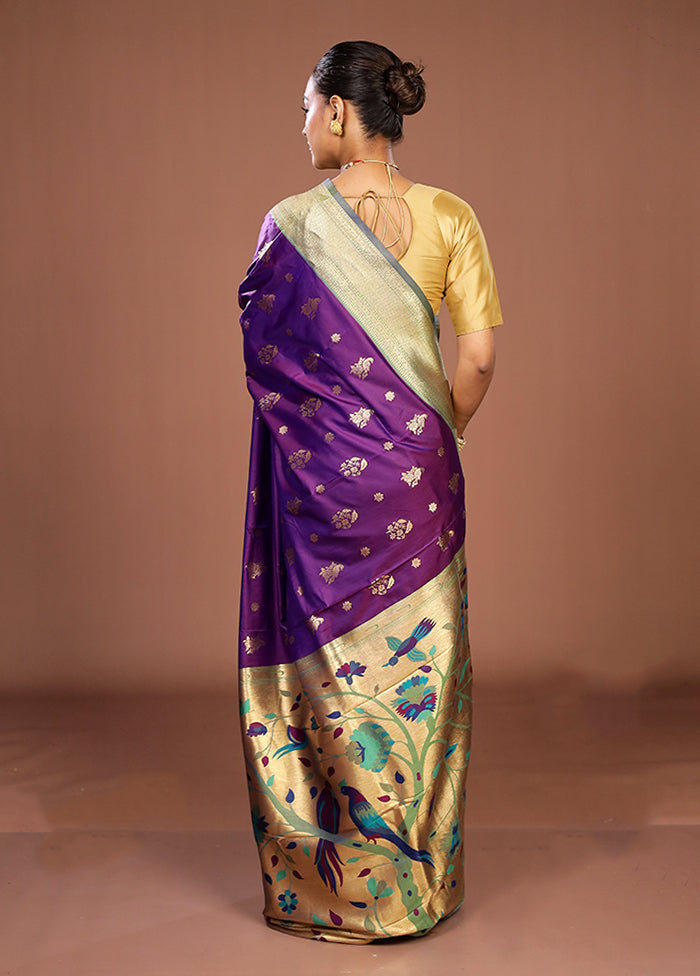 Purple Dupion Silk Saree With Blouse Piece