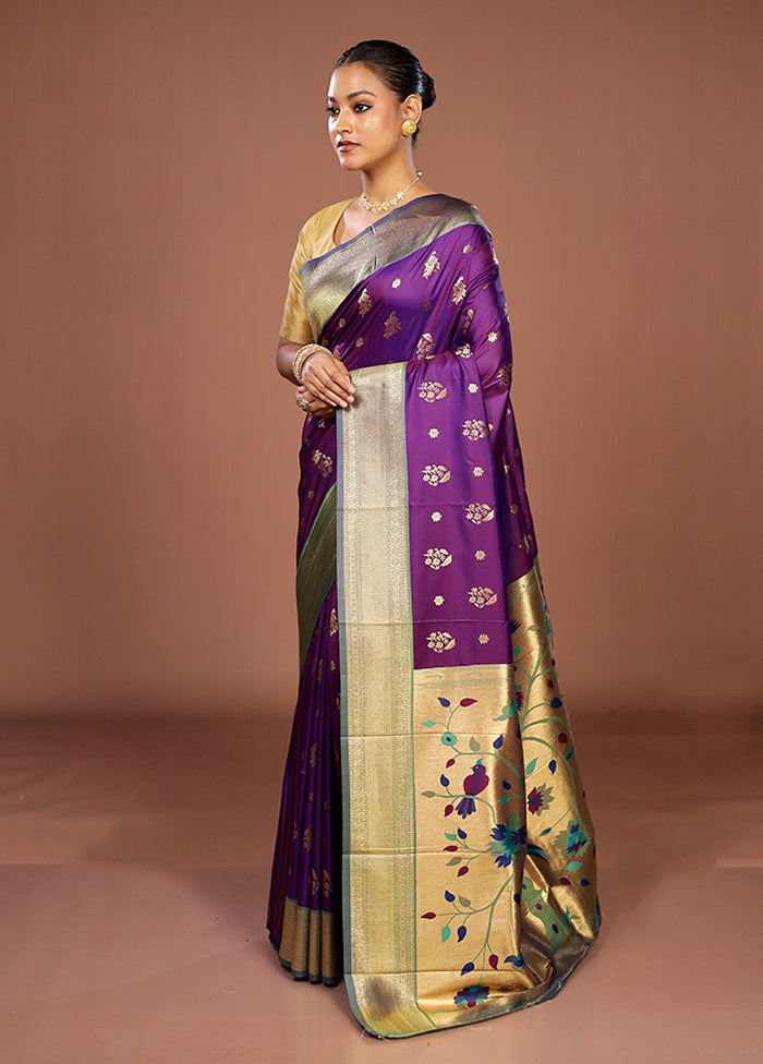 Purple Dupion Silk Saree With Blouse Piece