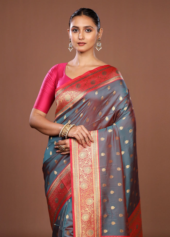 Pink Dupion Silk Saree With Blouse Piece