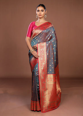 Pink Dupion Silk Saree With Blouse Piece