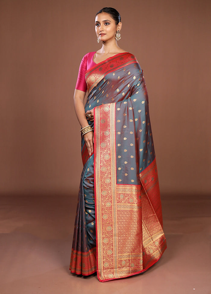 Pink Dupion Silk Saree With Blouse Piece