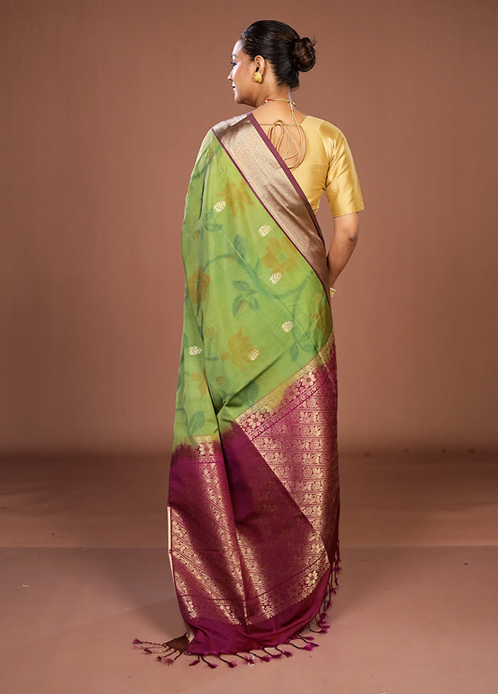Green Kanjivaram Silk Saree With Blouse Piece