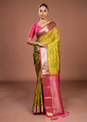 Green Kanjivaram Silk Saree With Blouse Piece