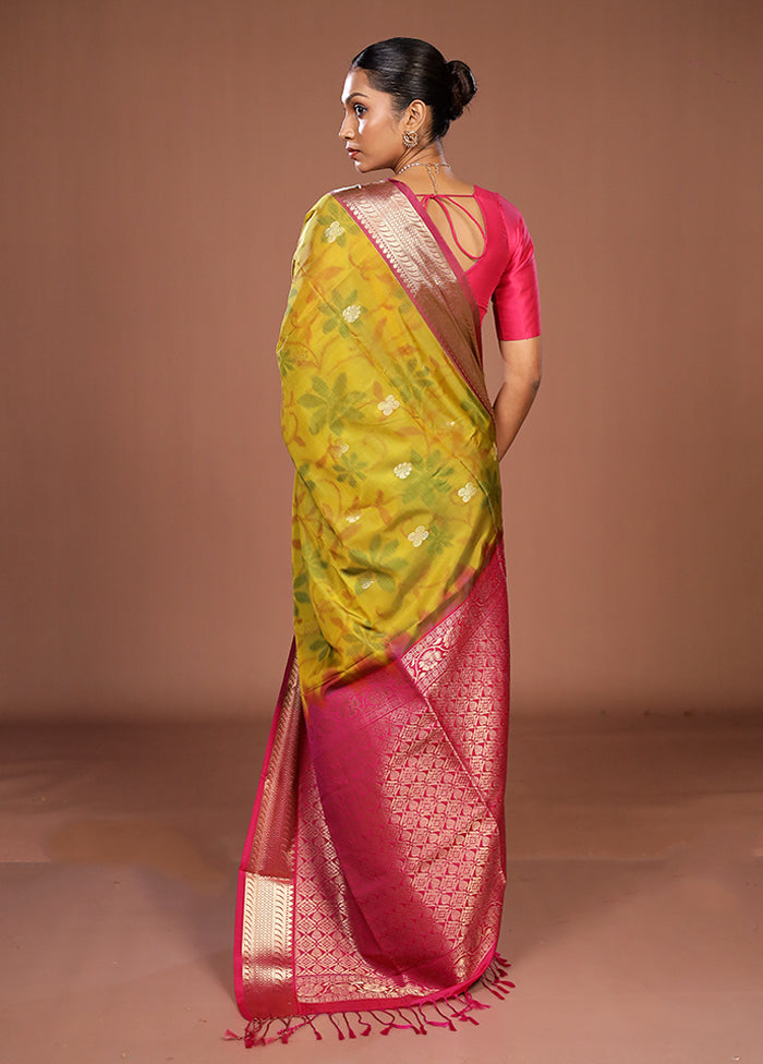Green Kanjivaram Silk Saree With Blouse Piece