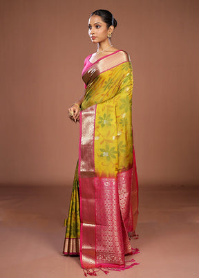 Green Kanjivaram Silk Saree With Blouse Piece
