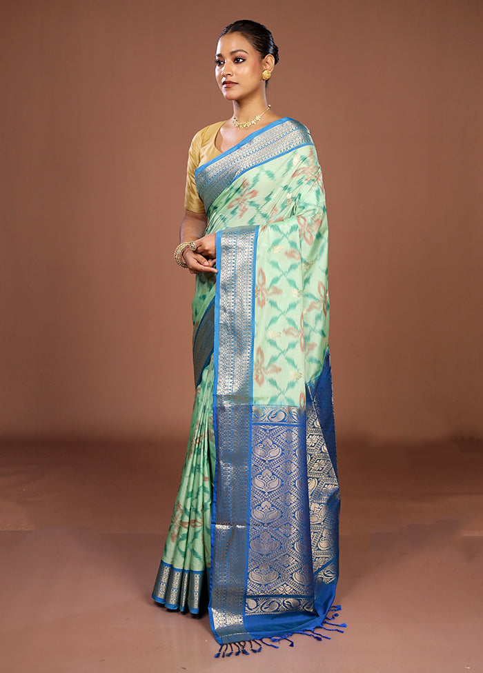 Green Kanjivaram Silk Saree With Blouse Piece