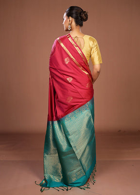 Red Kanjivaram Silk Saree With Blouse Piece