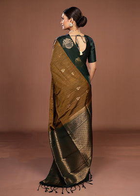 Green Kanjivaram Silk Saree With Blouse Piece