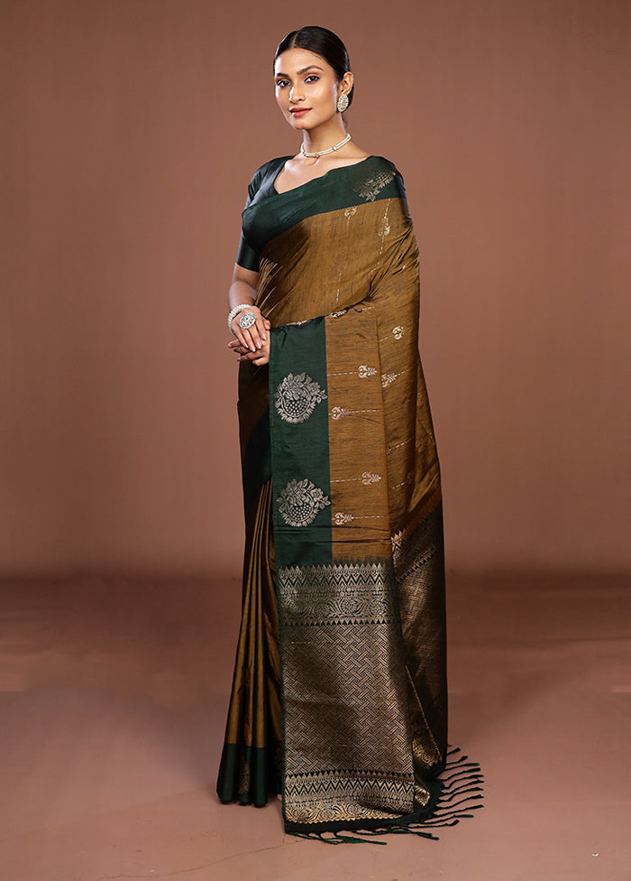 Green Kanjivaram Silk Saree With Blouse Piece