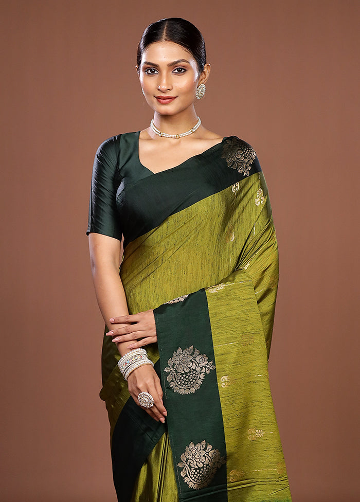 Green Kanjivaram Silk Saree With Blouse Piece