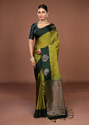 Green Kanjivaram Silk Saree With Blouse Piece