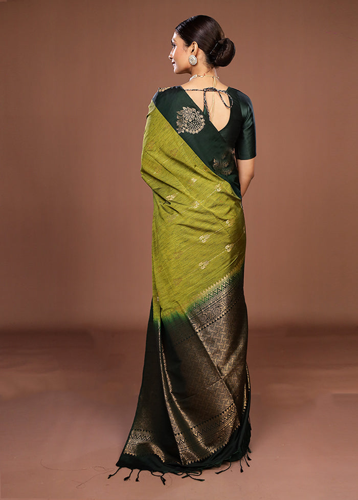 Green Kanjivaram Silk Saree With Blouse Piece