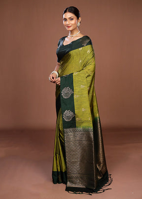 Green Kanjivaram Silk Saree With Blouse Piece