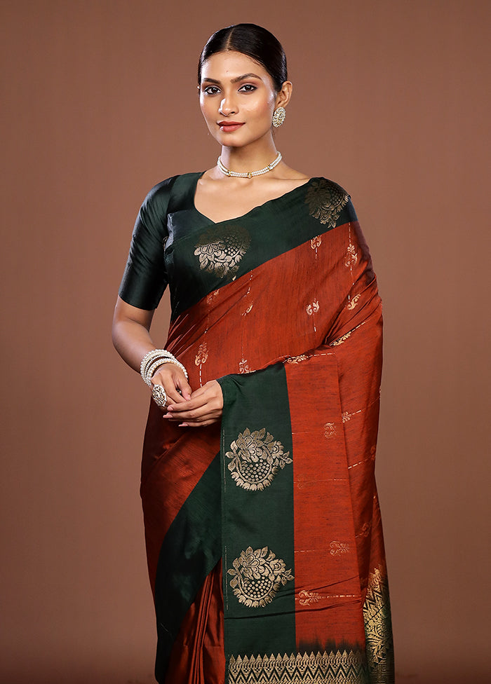Maroon Kanjivaram Silk Saree With Blouse Piece