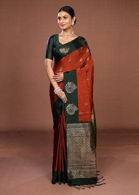 Maroon Kanjivaram Silk Saree With Blouse Piece