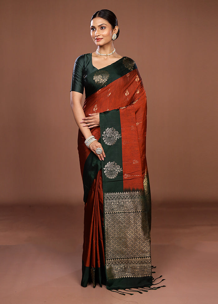 Maroon Kanjivaram Silk Saree With Blouse Piece