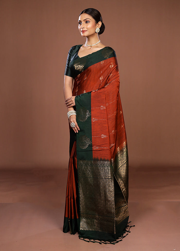 Maroon Kanjivaram Silk Saree With Blouse Piece