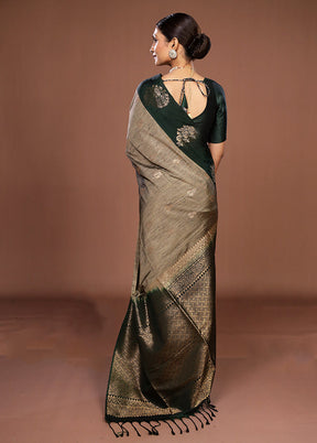 Grey Kanjivaram Silk Saree With Blouse Piece