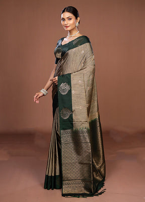 Grey Kanjivaram Silk Saree With Blouse Piece