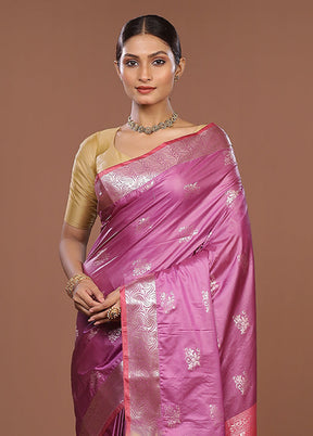 Purple Kanjivaram Silk Saree With Blouse Piece
