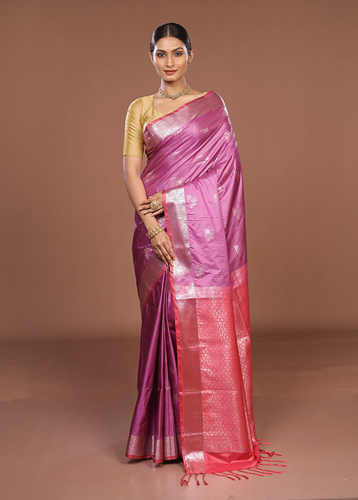 Purple Kanjivaram Silk Saree With Blouse Piece