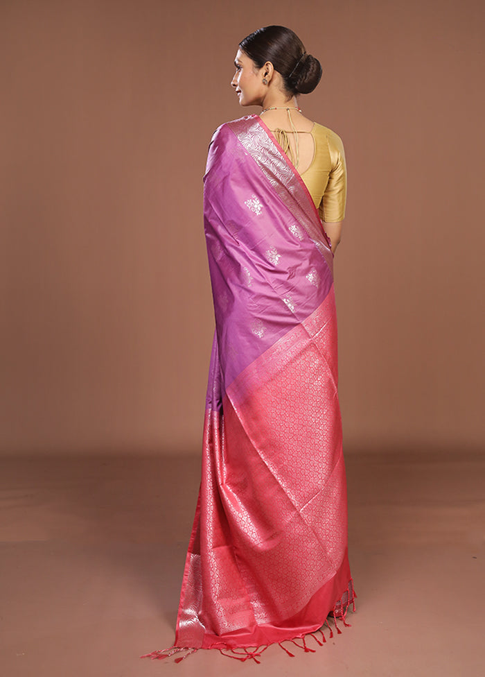 Purple Kanjivaram Silk Saree With Blouse Piece
