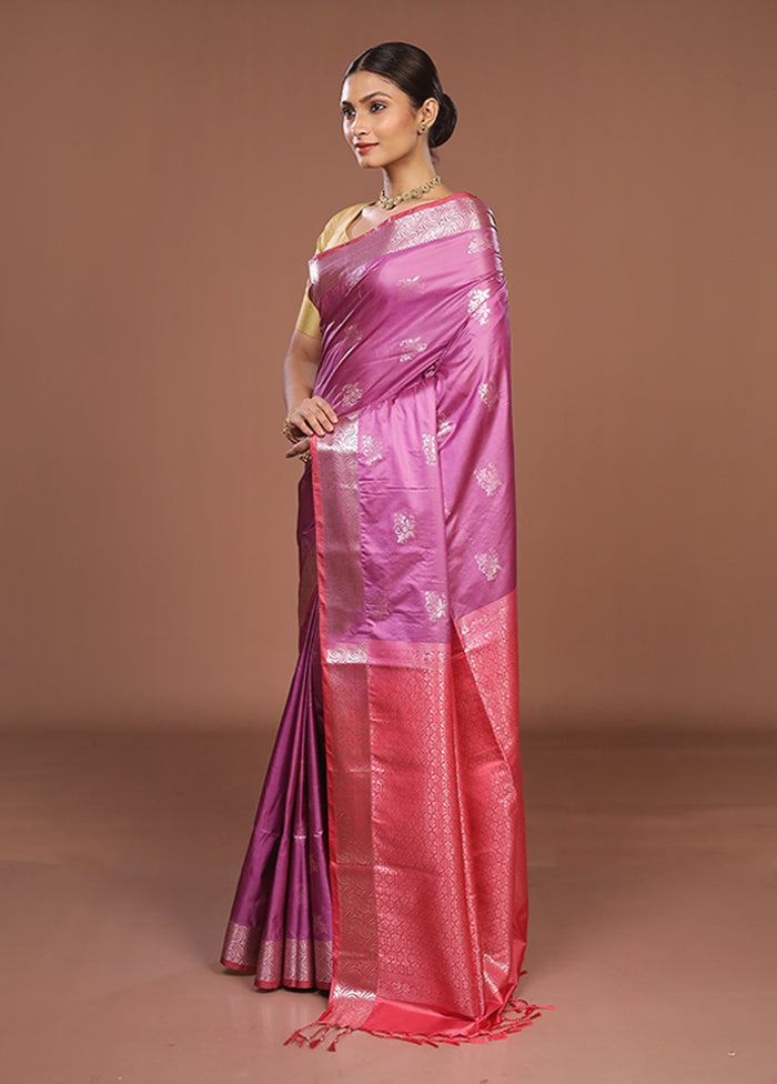 Purple Kanjivaram Silk Saree With Blouse Piece