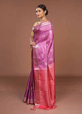 Purple Kanjivaram Silk Saree With Blouse Piece