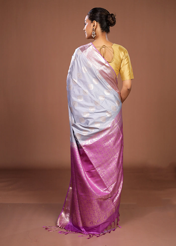 Blue Kanjivaram Silk Saree With Blouse Piece
