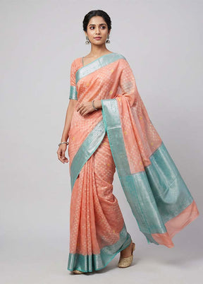 Pink Pure Cotton Saree With Blouse Piece