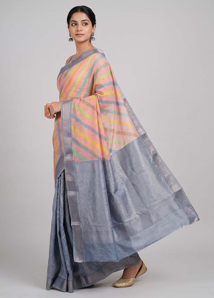 Pink Pure Cotton Saree With Blouse Piece
