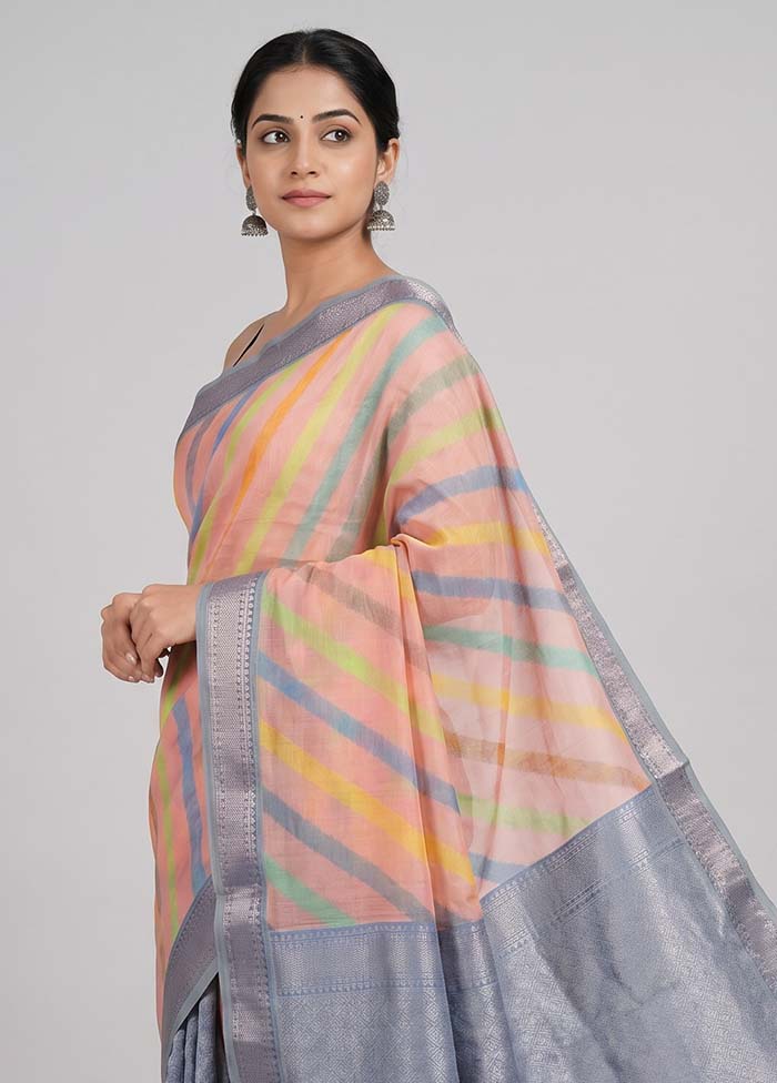 Pink Pure Cotton Saree With Blouse Piece
