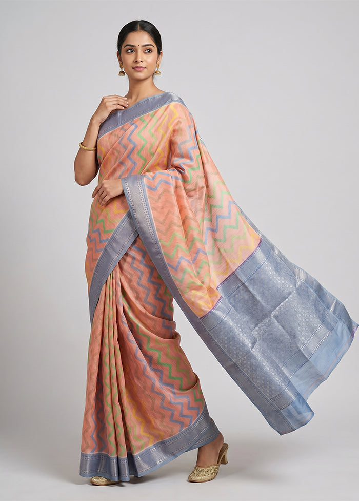 Pink Pure Cotton Saree With Blouse Piece