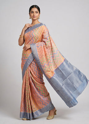 Pink Pure Cotton Saree With Blouse Piece