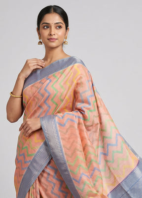 Pink Pure Cotton Saree With Blouse Piece