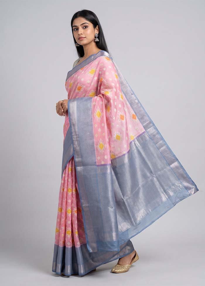 Pink Pure Cotton Saree With Blouse Piece