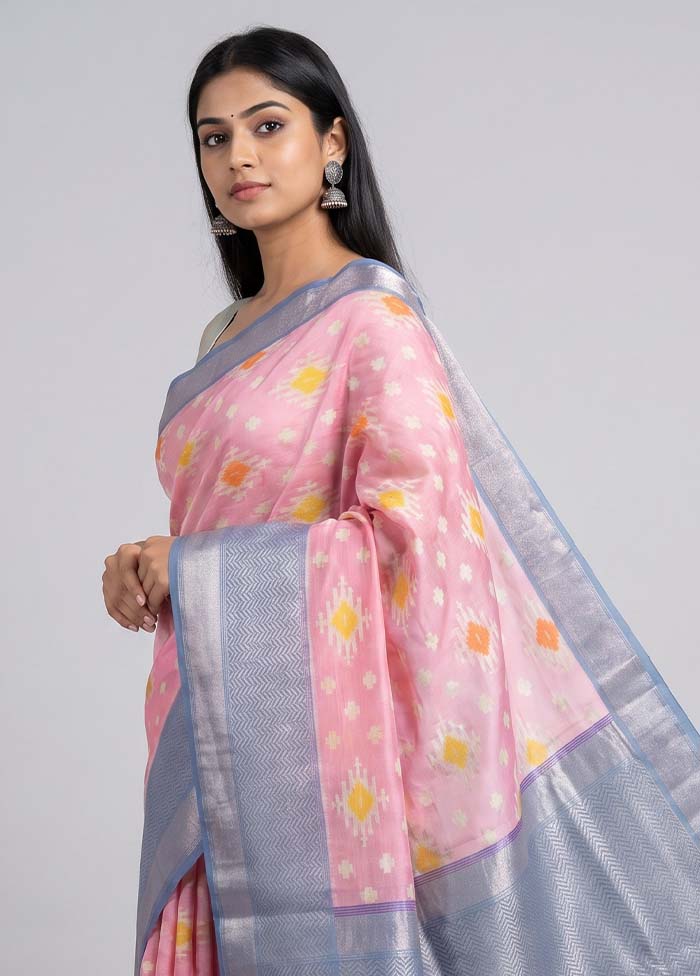Pink Pure Cotton Saree With Blouse Piece