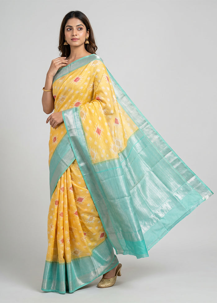 Yellow Pure Cotton Saree With Blouse Piece