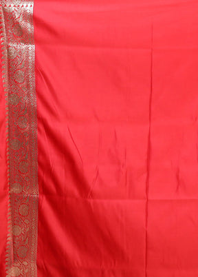 Pink Banarasi Silk Saree With Blouse Piece