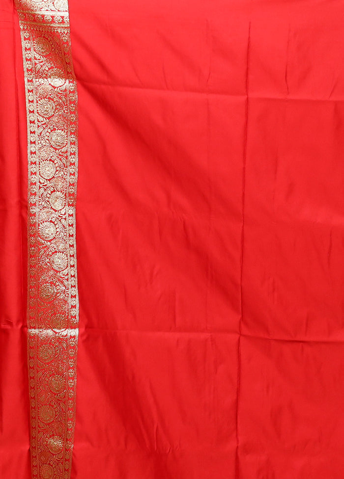 Red Banarasi Silk Saree With Blouse Piece