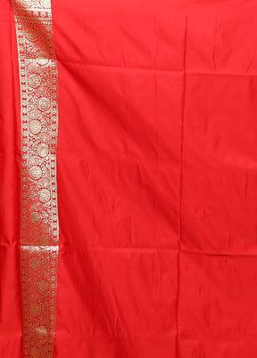Red Banarasi Silk Saree With Blouse Piece