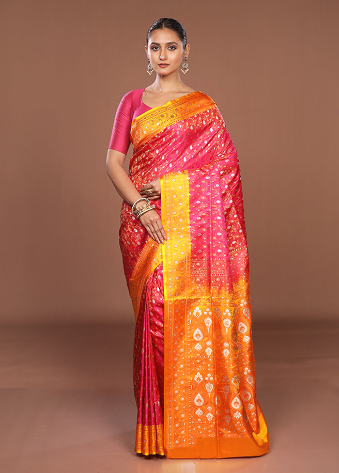 Pink Tanchoi Silk Saree With Blouse Piece