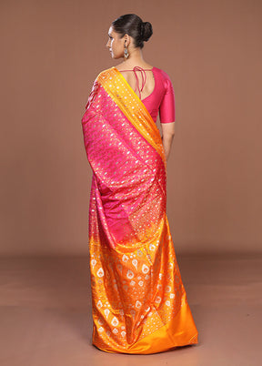 Pink Tanchoi Silk Saree With Blouse Piece