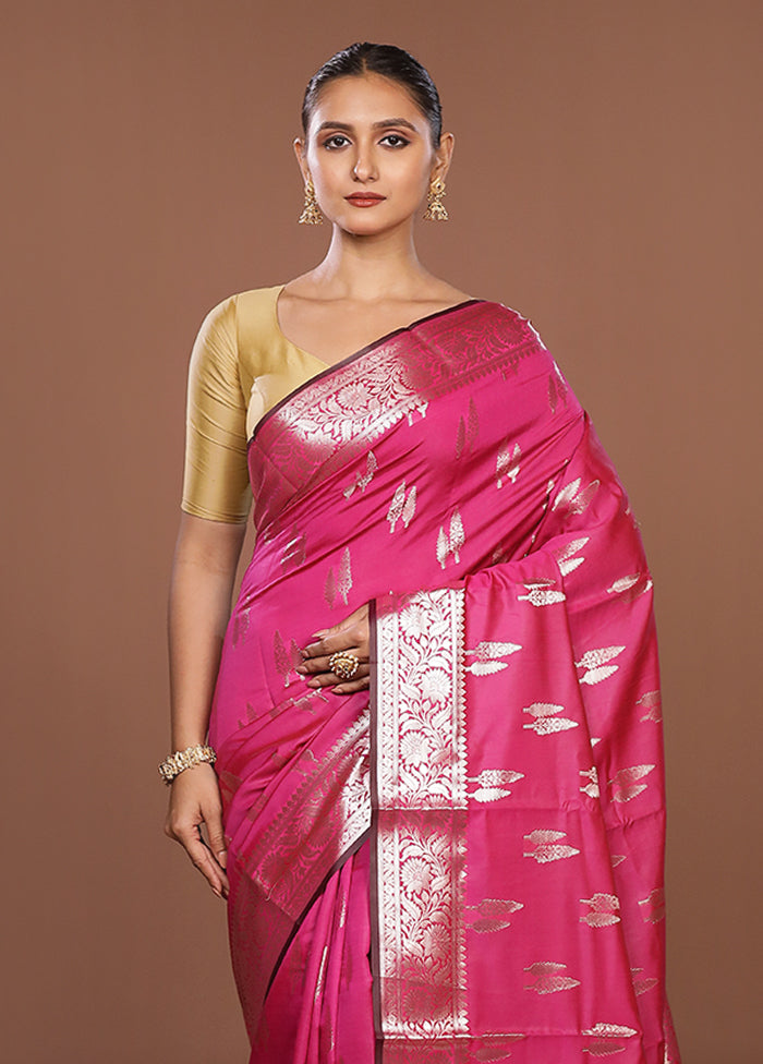 Pink Dupion Silk Saree With Blouse Piece