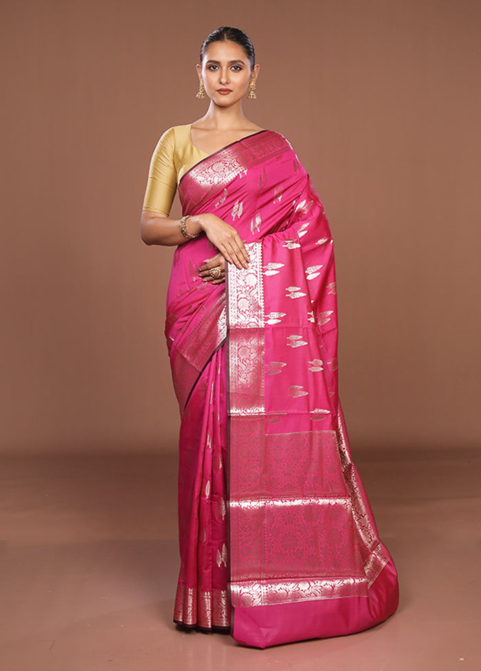 Pink Dupion Silk Saree With Blouse Piece