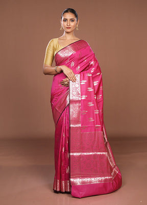 Pink Dupion Silk Saree With Blouse Piece