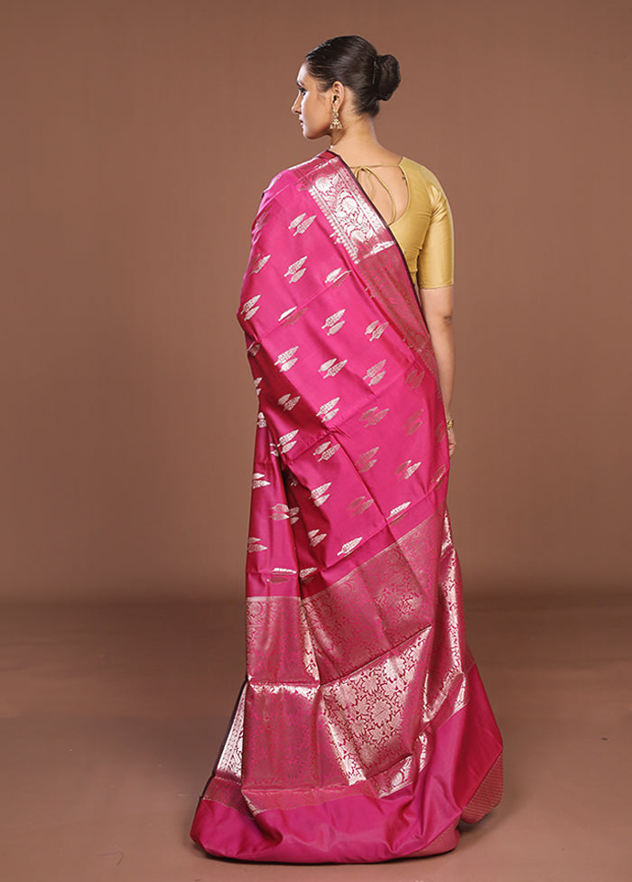 Pink Dupion Silk Saree With Blouse Piece