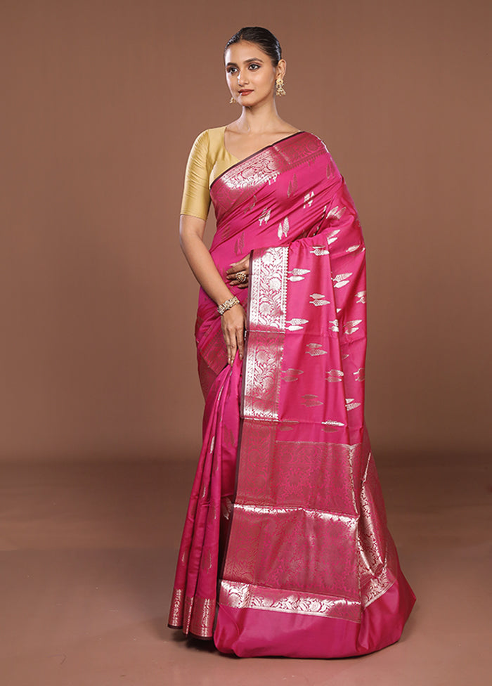 Pink Dupion Silk Saree With Blouse Piece