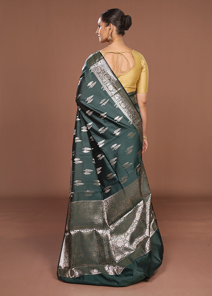 Green Dupion Silk Saree With Blouse Piece